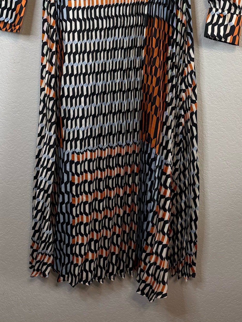 Mango Geometric Print Midi Dress in Black, White & Rust - Picture 5 of 13